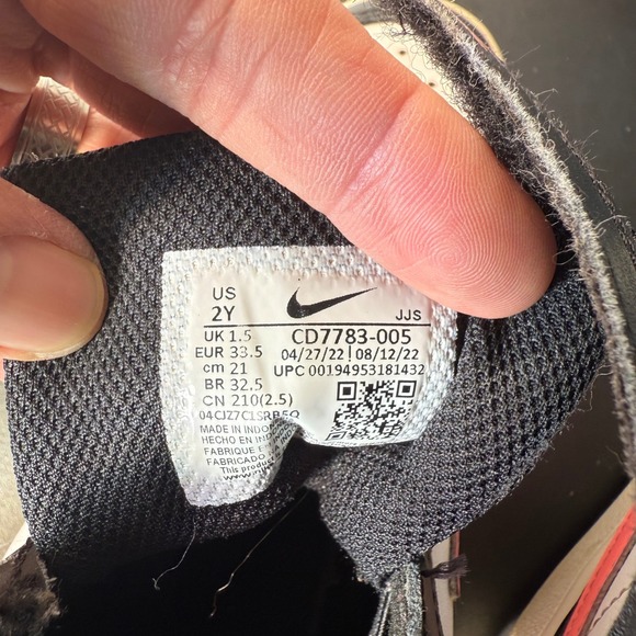 Nike Girls Court Borough Size 2Y Shoes Black White Pink Sneakers CD7783-005 - Picture 7 of 10